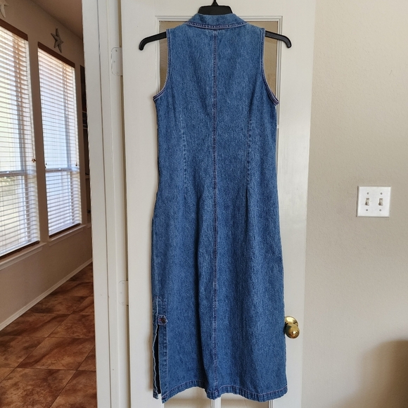 Vintage Studio Ease Petite Denim Dress Floral Embroidered 10P Cottagecore Y2K - Picture 3 of 16